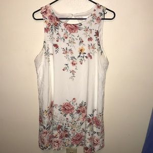 White & floral print dress